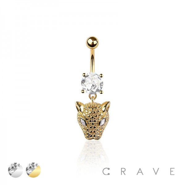 316L SURGICAL STEEL MULTI CZ JAGUAR BELLY BUTTON NAVEL RING 